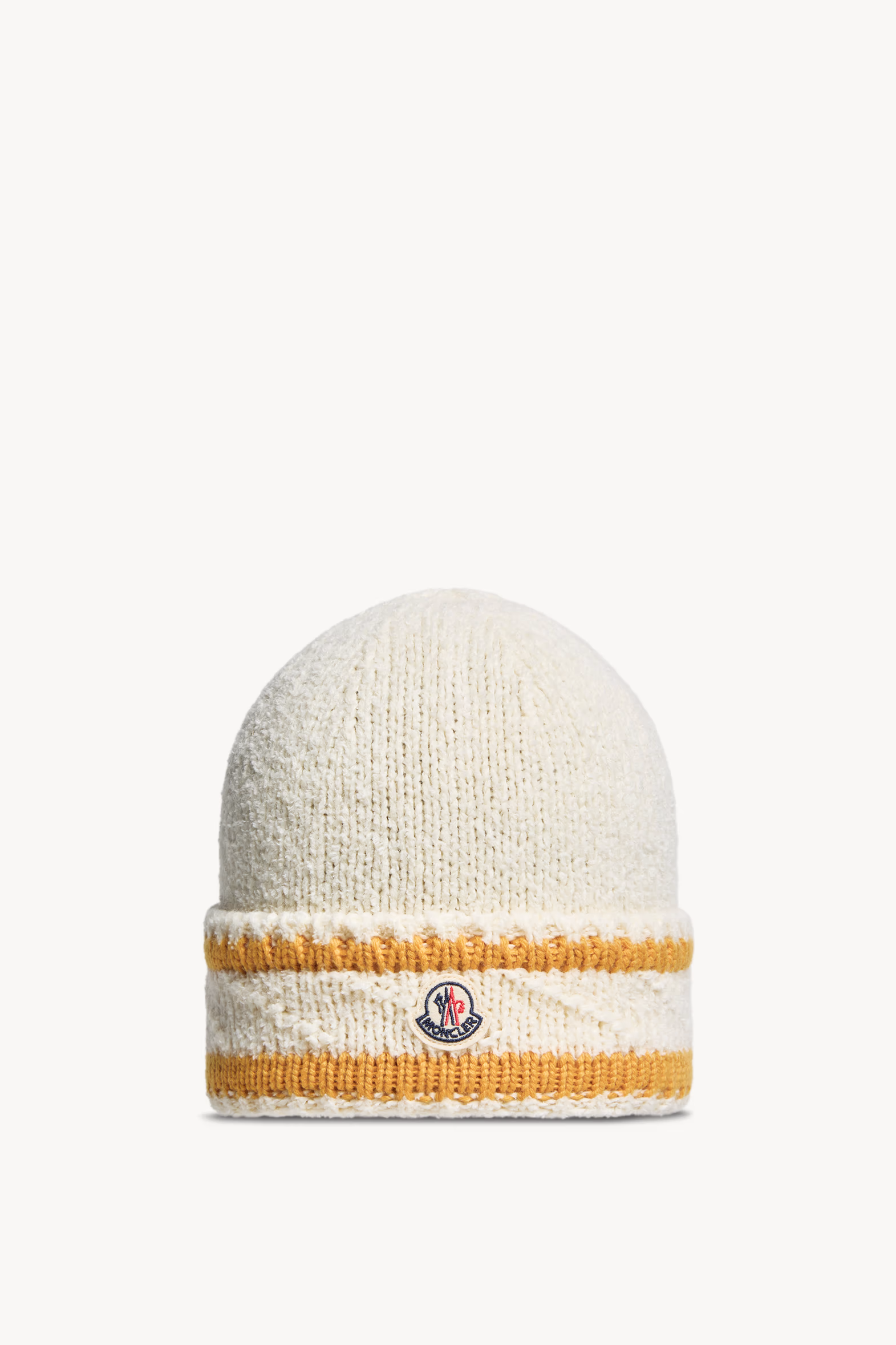Gorro de mezcla de lana y algodón a rayas Mujer Blanco Moncler 0